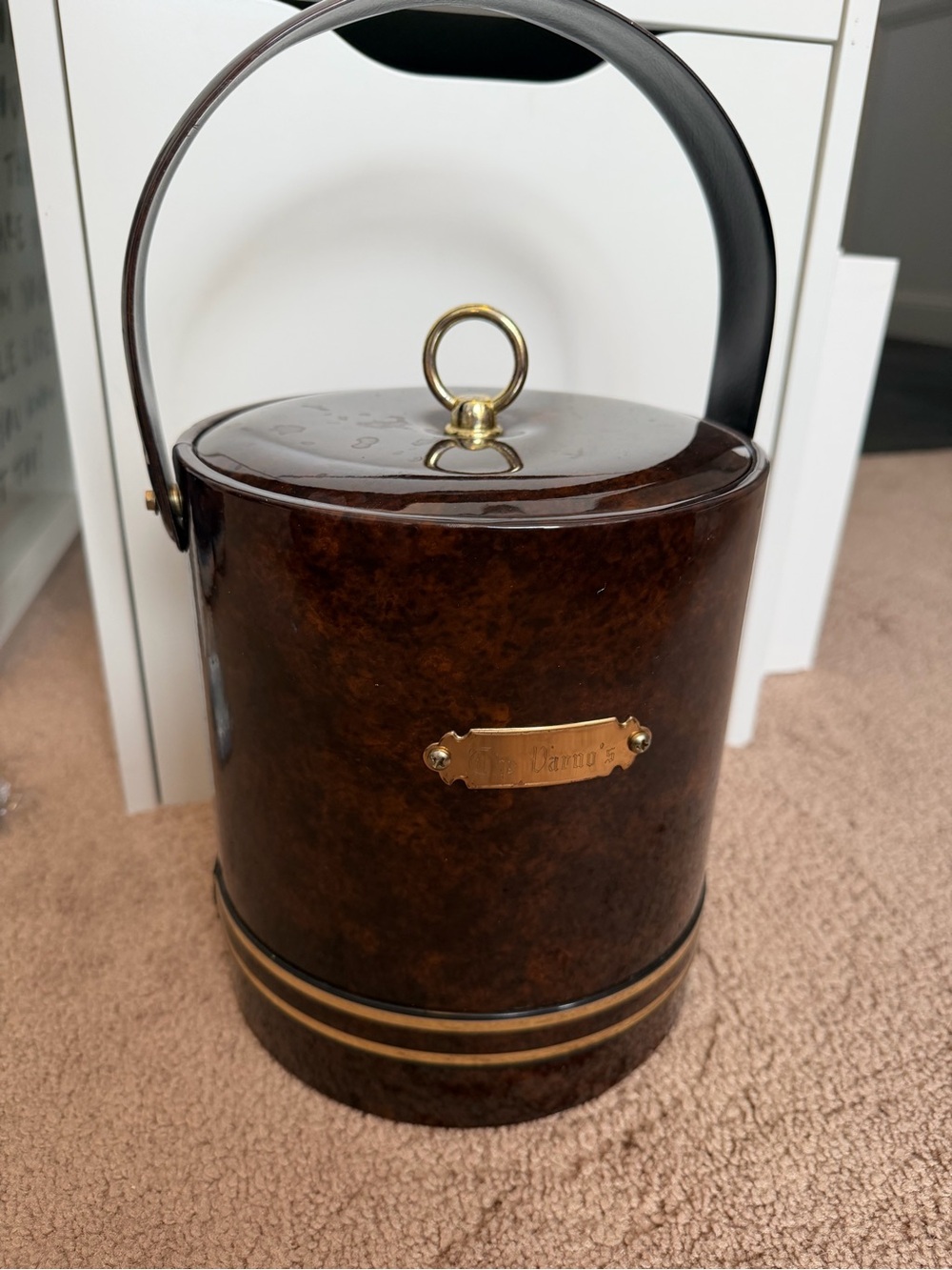 George Briard Tortoiseshell-Style Ice Bucket with Brass Trim